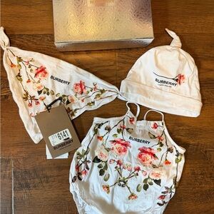 Burberry White Floral Baby Bandana